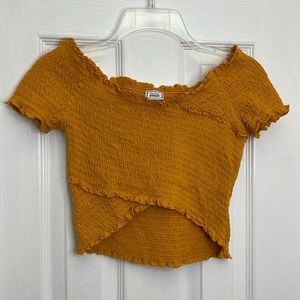 XS Yellow Ruffle Crop Top